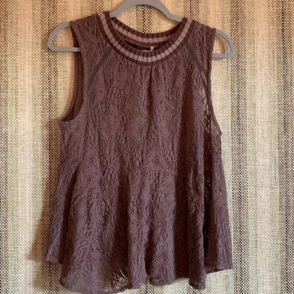 Free People Maisie Sweater Lace Sleeveless Top Size Small Purple Boho Women’s - Picture 1 of 4